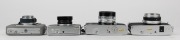 KONICA: A selection of four circa 1960s&nbsp;zone-focusing and rangefinder cameras - one Konica L [#164299] with lens cap, one Konica Eye [#155048] with wrist strap, one EE-Matic Deluxe F [#125690], and one Auto S2 [#572604] with lens cap. (4 cameras) - 4