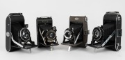 HOUGHTON: Four early-to-mid 20th-century vertical-folding cameras - one Selfix 20 [#G 11117], two Selfix 420s [#B 10907 & #B 19890], and one Snapper. (4 cameras)