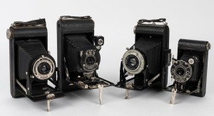 KODAK: A selection of four different vertical-folding cameras, with various lens and shutter combinations. (4 cameras)