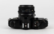 ASAHI KOGAKU: 1976 black-body Pentax MX SLR camera [#4307675], with SMC Pentax-M 50mm f1.7 lens [#6461336] and front lens cap. - 4