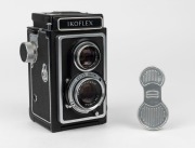 ZEISS IKON: Ikoflex Ia 854/16 TLR camera [#761973], circa 1952, with Novar 75mm f3.5 lens and metal lens cap.