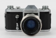 PENTACON: Contax D SLR camera [#16557], circa 1954, with Biotar 58mm f2 lens [#3597454] and front lens cap. - 2