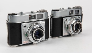 KODAK: Two circa 1958 Retinette I Type 030 viewfinder cameras [#55493 & #946895] with Reomar 45mm f3.5 lenses and Compur-Rapid shutters. (2 cameras)