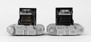 MAMIYA: Two Mamiya-6 IV horizontal-folding cameras - one 1947 example [#31343] with rare Neocon 75mm f3.5 lens [#1869] and Stamina shutter, and one 1957 example [#71845] with Olympus Zuiko F.C. 75mm f3.5 lens [#626785] and Seikosha-Rapid shutter. (2 camer - 4