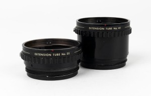 HASSELBLAD: Two Hasselblad extension tube rings, with one marked 'Extension Tube No. 40', and the other marked 'Extension Tube No. 20'. (2 items)