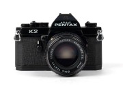 ASAHI KOGAKU: Black-body Pentax K2 SLR camera [#7118742], circa 1975, with SMC Pentax 50mm f1.4 lens [#1537556]. - 2