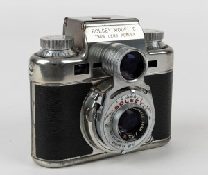 BOLSEY: Bolsey C TLR rangefinder camera [#604970], circa 1952, with Wollensak 44mm f3.2 lens.