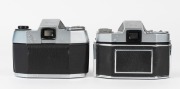 IHAGEE: Two early 1960s SLR cameras - one Exa II [#270880] with Domiplan&nbsp;50mm f2.8 lens [#2823299], and one Exa IIb [#230832], also with Domiplan&nbsp;50mm f2.8 lens [#3553206]. (2 cameras) - 3
