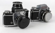 IHAGEE: Two circa 1963 SLR cameras - one Exakta Varex IIa&nbsp;[#975358] with Heinz Kilfitt 40mm&nbsp;f2.8 lens [#245-7884], lens cap, and magnifying unit, and one Exakta Varex IIb [#1086306] with Pancolar 50mm f2 lens [#7106139] and metal lens cap. (2 cameras)