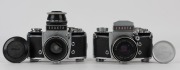 IHAGEE: Two circa 1963 SLR cameras - one Exakta Varex IIa&nbsp;[#975358] with Heinz Kilfitt 40mm&nbsp;f2.8 lens [#245-7884], lens cap, and magnifying unit, and one Exakta Varex IIb [#1086306] with Pancolar 50mm f2 lens [#7106139] and metal lens cap. (2 cameras) - 2