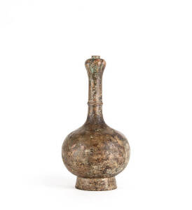 An archaic bronze garlic mouthed bottle vase, Han Dynasty, 206BC-220AD 40cm high approx.
