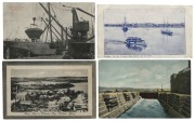Postcards: NEW SOUTH WALES - SYDNEY BAYS, BEACHES & SHIPPING: Mostly photographic cards featuring views from all around Sydney, including Qantas seaplanes at Rose Bay, various moored ships both domestic and foreign, Sutherland Dry Dock, Fort Denison, Wats