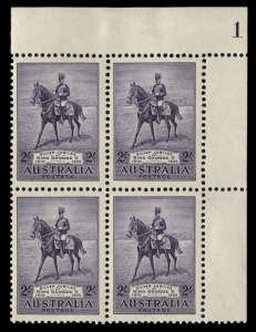 1935 2d, 3d & 2/- Silver Jubilee, Plate 1 corner blks.4, MUH (lightly hinged in margins), (12).