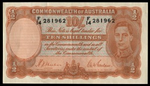 TEN SHILLINGS, (R12) Sheehan/McFarlane (1939) F/14 281962, EF+.