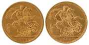 1889&nbsp;Jubilee head and 1900 Veiled head Sovereigns, St. George reverses, F/VF. (2).