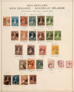 NEW ZEALAND: A collection from Imperfs to 1960s on album pages; noted Imperf Chalons to 1/-, perf Chalons to 1/- incl. 4d Deep Rose all U; Sidefaces to 1/-, mainly U; 1898 Pictorials to 1/- M.; 1906 Christchurch Exhibition set M.; various Officials, Fisca