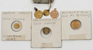United States of America - CoinsVarious miniature gold (or gold-like) charms, one dated 1858, another dated 1885. (6 items).