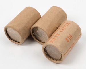 Fifty Cents - Mint Rolls: 1981 RAM, 2007 plain paper (2). Total: 3 complete rolls).