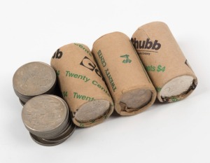 20c Mint Rolls: 1966 (20 coins in a broken CBC roll), 1976 complete RAM roll, 2001 complete Chubb roll & 2012 complete Chubb roll.