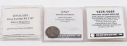 Great Britain - Coins: CHARLES I 1625-49 Hammered Silver Shilling, GEORGE II, 1757 6d, and GEORGE III, 1787 6d. (3 items). - 3
