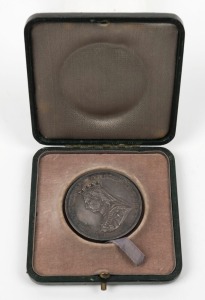1888 CENTENNIAL INTERNATIONAL EXHIBITION, MELBOURNE, silver award medal, 51mm, designed by George Anderson, made by Stokes & Martin (Melbourne Mint), 90g. Impressed "J. PORTA  AND SONS." to rim. Joseph Porta & Sons were awarded this prize medal for their
