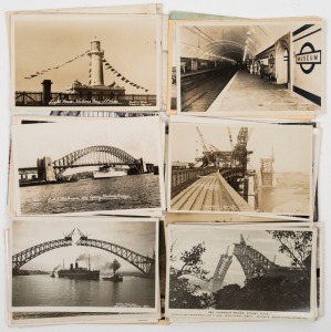 Postcards: NEW SOUTH WALES - SYDNEY LIGHTHOUSES, RAILWAYS & BRIDGES: Photographic postcards featuring views of Hornby Lighthouse, Inner South Head Lighthouse, Croydon, Central, Museum, Burwood and other railway stations, the Harbour Bridge during construction, Long Gully and Gladesville bridges, Mosman footbridge, etc.Publishers/photographers include Star, Melba, Kerry, Mowbray, Wood, Hall, Atkins, etc. (Total: 39; 27 unused; 12 used)