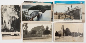 Postcards: NEW SOUTH WALES - CENTRAL: A collection of photographic cards fwith views incl., Hawkesbury River Bridge, Jenolan Grand Arch, houseboats on Cowan Creek, Newcastle wharves, private residences, railway infrastructure, Woy Woy, Gosford, Taree, Sco