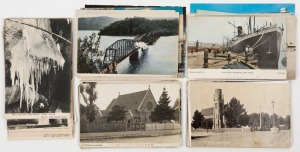 Postcards: NEW SOUTH WALES - CENTRAL: A collection of photographic cards fwith views incl., Hawkesbury River Bridge, Jenolan Grand Arch, houseboats on Cowan Creek, Newcastle wharves, private residences, railway infrastructure, Woy Woy, Gosford, Taree, Scone, Toronto, Wallerawang, Molong, Blayney, Mudgee, Jenolan, etc. Publishers/photographers incl. Stinson, Giovanardi, Kerry, Malcolm, Murray, Cockerton, Kitch, Tilbrook, Garling, Collins, Grinsted, Bursl, Phillips, etc. (Total: 43; 31 unused; 12