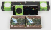 1992 Olympics $1 silver Proof in Sydney Coin Fair presentation cases, with certificates (3); also, 2011 Celebrate Australia $1 silver proofs (Tasmanian Wilderness) in Perth Mint Coin Show presentation cases. (Total: 5 items).