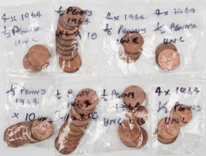 1964 Half Pennies, (56), Ef-Unc.