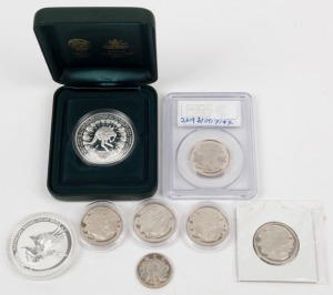 Various Proofs: 1976 20c, 1988 20c (4), 1991 10c, 2000 $5 silver Sydney Olympics, 2015 $1 Wedge-Tailed Eagle. (Total: 8 items).