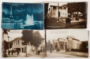 Postcards: EXHIBITION - 1925 ART DECO: A fine collection of real photographic postcards, all different, originally offered for purchase at the 1925 Paris Exposition internationale des arts décoratifs et industriels modernes. Featuring views of the controversial illuminated Citroën advertisement on the Eiffel Tower, various pavilions both domestic and foreign, experiments in architectural style, sculptures, etc. (Total: 38; all unused)