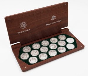 2000 Sydney Olympics $5 Silver Proof 16 coin collection in original Jarrah presentation box, with all documentation.