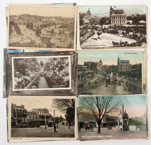 Postcards: VICTORIA - BENDIGO & SURROUNDS: A collection of photographic postcards featuring street and bird's-eye views, Charing Cross, the Masonic Hall, neighbouring towns such as Castlemaine and Maryborough, botanical gardens, greenhouses, schools, chur