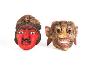 Two Indonesian polychrome painted masks, 20th century