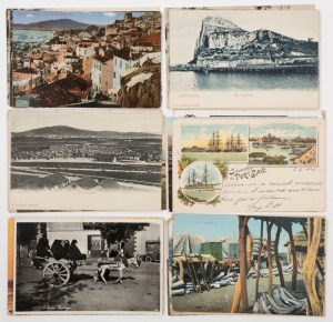 Postcards: BRITISH EMPIRE - GIBRALTAR, MALTA & EGYPT: A collection of photographic postcards featuring street views of Gibraltar, Alexandria, Port Said, and Cairo, including many early undivided back cards. (Total: 29; 20 unused; 9 used)