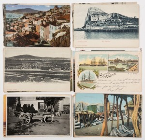 Postcards: BRITISH EMPIRE - GIBRALTAR, MALTA & EGYPT: A collection of photographic postcards featuring street views of Gibraltar, Alexandria, Port Said, and Cairo, including many early undivided back cards. (Total: 29; 20 unused; 9 used)
