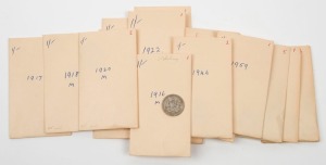 1916 - 1963 accumulation in labelled seed envelopes; mainly KGVI & QEII issues. (Total: 42).
