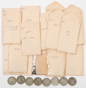 1915 - 1963 accumulation in labelled seed envelopes; KGV (19),  KGVI (7) & QEII (15) issues. (Total: 41).