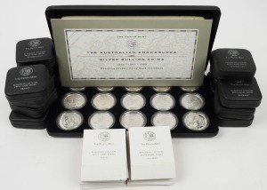 1996 - 1998 "The Australian Kookaburra" 1oz silver bullion Proofs with European Country Privy Marks: the complete collection of 15 in The Perth Mint presentation case; also accompanied by the individual cases of issue with certificates of authenticity. 