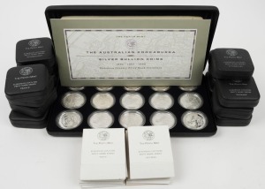 1996 - 1998 "The Australian Kookaburra" 1oz silver bullion Proofs with European Country Privy Marks: the complete collection of 15 in The Perth Mint presentation case; also accompanied by the individual cases of issue with certificates of authenticity.