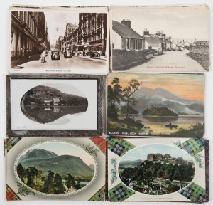 Postcards: BRITISH ISLES - SCOTLAND: A collection of mainly photographic postcards featuring street views of towns, villages, island scenes, rolling stock being dug out of a snow drift, lochs, craigs, castles, bridges, etc. (Total: 56; 15 unused; 41 used)