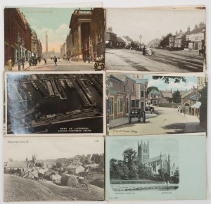 Postcards: BRITISH ISLES - NORTHERN & WESTERN ENGLAND: Photographic postcards (1 silk), featuring towns incl. Newcastle-on-Tyne, Bridgnorth, Marske-by-the-Sea,Bowness-on-Windemere, Leigh, Chester, Liverpool, Grasmere, Helmsley, Sutton Coldfield and Ilkley, the 1957 Jubilee Jamboree, streetcars, leisure boating, etc. (Total: 36; 27 unused; 9 used).