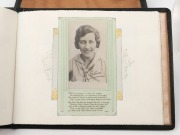 AN ARCHIVE OF AMY JOHNSON MEMORABILIA. The archive comprises: a signed postcard of Johnson standing next to her DH60G Gipsy Moth; Amy Johnson's fur-lined leather flying helmet by Pike Brothers of Brisbane; a leather-bound and boxed "Presentation [album] t - 4