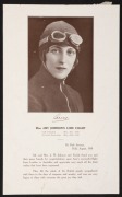 AN ARCHIVE OF AMY JOHNSON MEMORABILIA. The archive comprises: a signed postcard of Johnson standing next to her DH60G Gipsy Moth; Amy Johnson's fur-lined leather flying helmet by Pike Brothers of Brisbane; a leather-bound and boxed "Presentation [album] t - 6