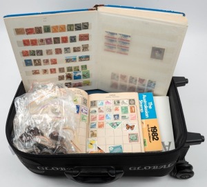 Deceased Estate: Medium size travel case containing Australian and foreign stamps and covers, as well as a modest range of Australian and foreign coins. Offered as received.