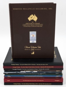 SIGNIFICANT COLLECTIONS - SIGNIFICANT AUCTION CATALOGUES: Arthur Gray Kangaroos (2007), Nelson Eustis Airmails (2008), Peter Troy British New Guinea & Papua (2009), John Williams King Edward VII (2010), Cecil Walkley Western Australia (2010), Kevin Nelson Australia (2010), John Cress & Alan Grey Aerophilately (2013), Julian Sterling Kangaroos - Parts 1 & 2 (2014), Julian Sterling Australian KGV (2014), Arthur Gray KGV Parts 1 & 2 (215, 2016), Tom Frommer Grand Prix Airmails (2016).