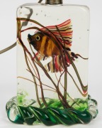 CENEDESE Murano "Aquarium" glass fish block lamp base, by ALFREDO BARBINI, ​​​​​​​30cm high overall - 2