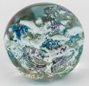 WILLIAM MANSON Scottish art glass paperweight, engraved "William Manson, 2003, 1/1", further signed in murine "W.M.", ​​​​​​​11cm high - 3