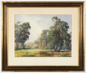 FREDERICK PARKER VIZE (1866-1952), (untitled scene of a church in landscape), watercolour, signed lower right "F. P. Vize", 28 x 37cm, 45 x 54cm overall